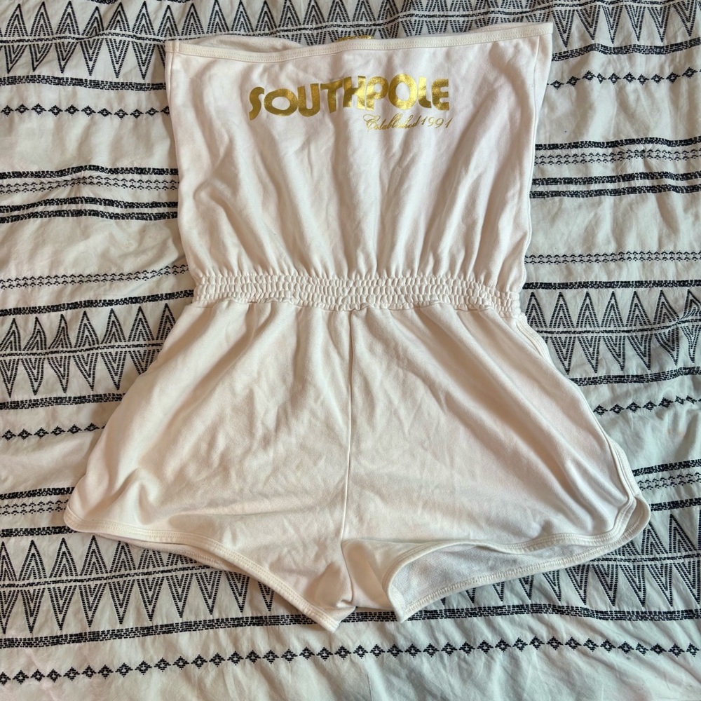 South Pole Cream Romper with Gold Accent